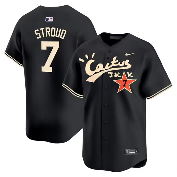Men's Houston Astros #7 C.J. Stroud Black Cactus Jack Vapor Premier Limited Stitched Baseball Jersey